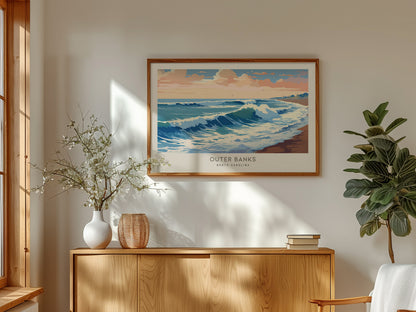 Outer Banks Landscape Matte Border Poster | North Carolina Travel Wall Art — framed and ready to hang