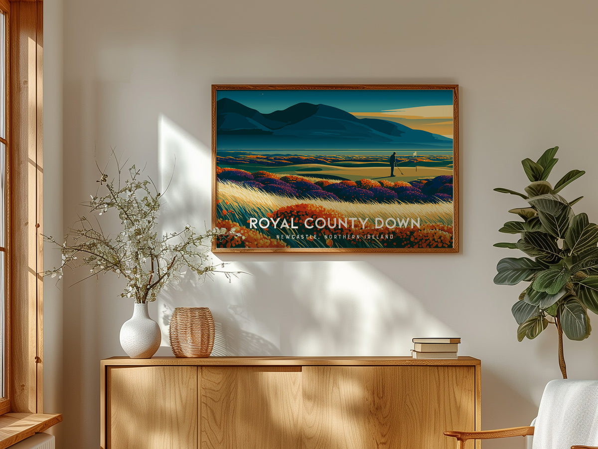 Royal County Down, Newcastle, Northern Ireland Poster | Landscape Links Poster Golf Wall Art — framed and ready to hang