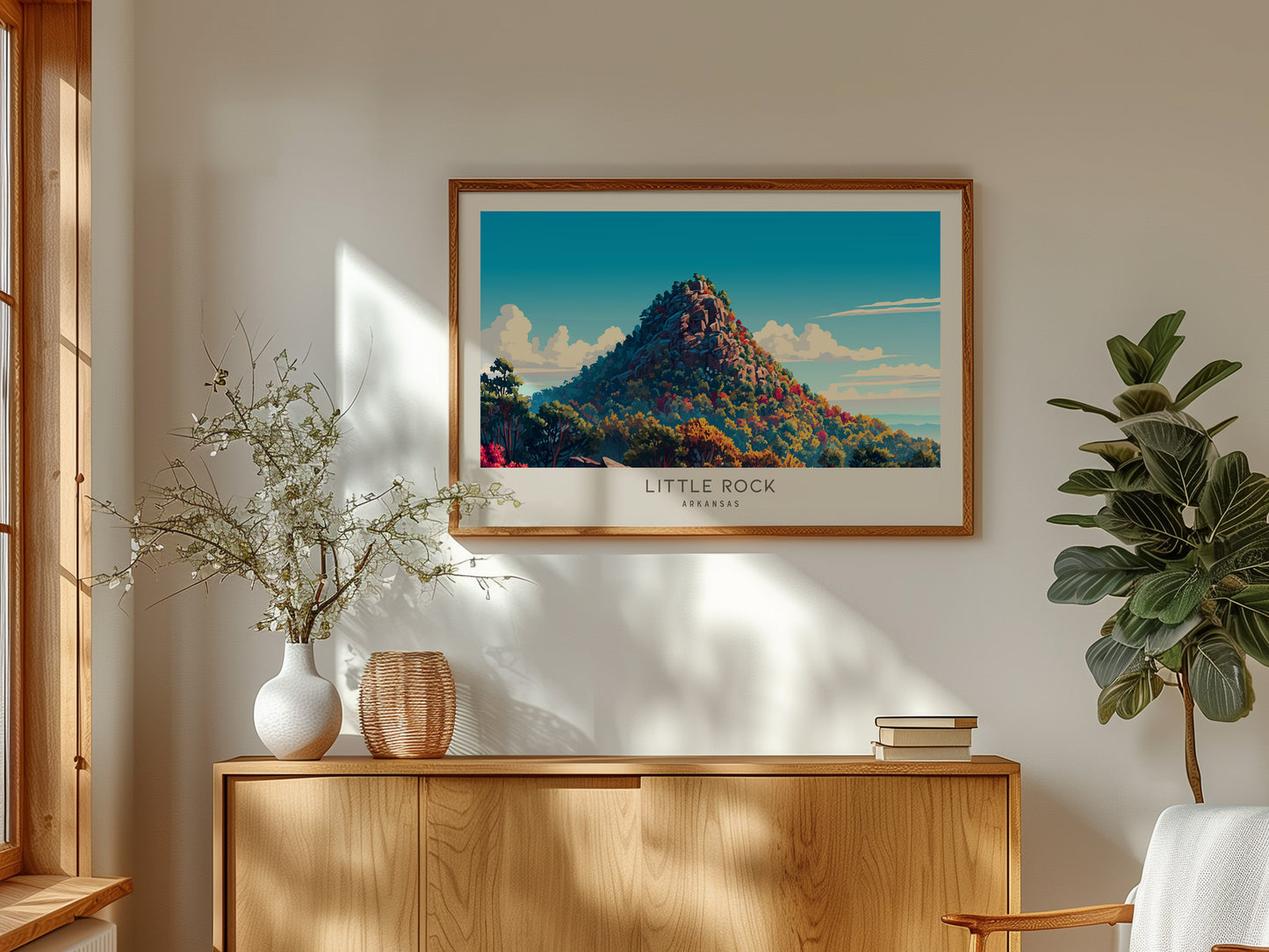 Little Rock Landscape Matte Border Poster | Arkansas Travel Wall Art — framed and ready to hang