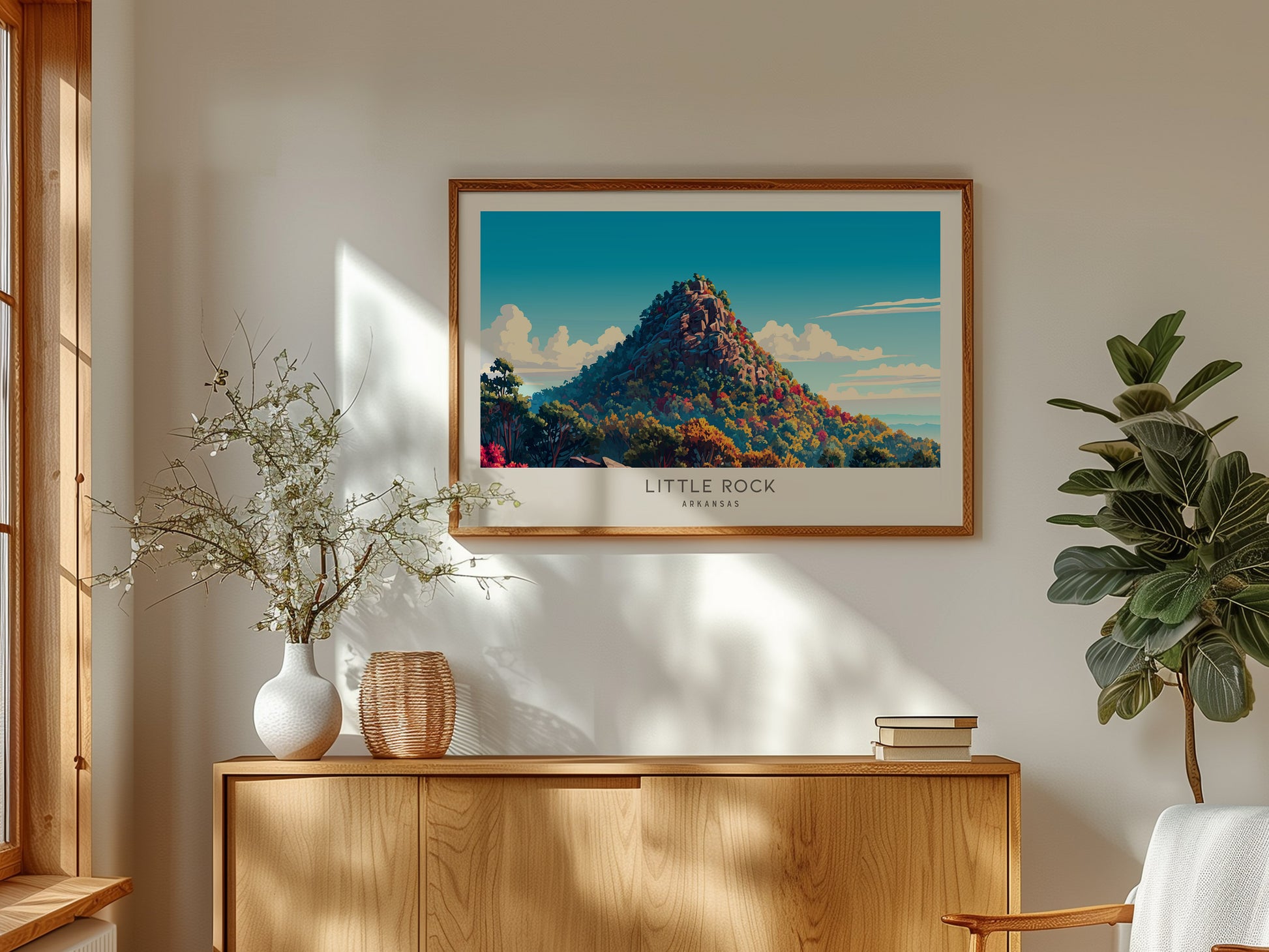 Little Rock Landscape Matte Border Poster | Arkansas Travel Wall Art — framed and ready to hang
