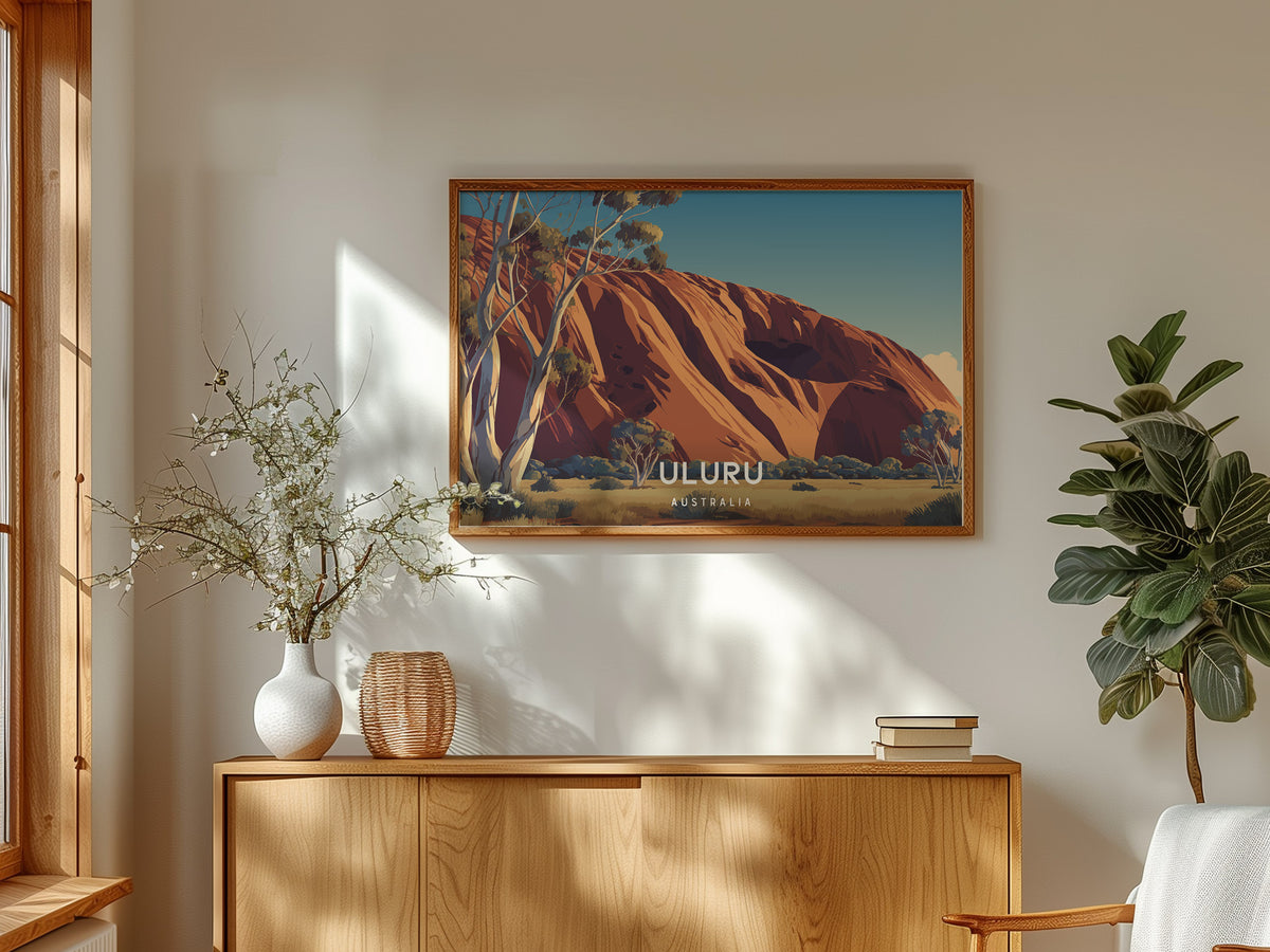 Uluru Landscape, Australia Poster | Outback Sunset Framed or Unframed Wall Art — framed and ready to hang