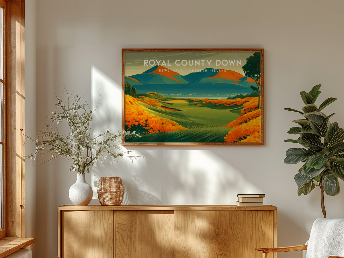 Royal County Down, Newcastle, Northern Ireland Poster | Landscape Links Poster Golf Wall Art — framed and ready to hang
