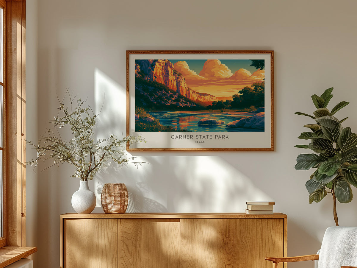 Garner State Park Landscape Matte Border Poster | Texas Hill Country Vacation Wall Art — framed and ready to hang