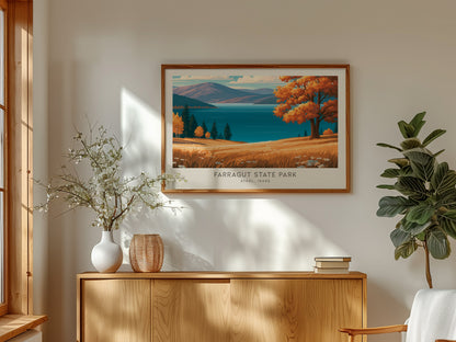 Farragut State Park Landscape Matte Border Poster | Athol, Idaho Vacation Wall Art — framed and ready to hang