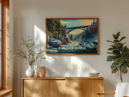 Quechee Gorge Landscape, Vermont Poster | Framed or Unframed Gorge Wall Art — framed and ready to hang