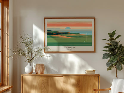 Turnberry Landscape Matte Border Poster | Scotland Golf Course Print & Country Club Decor — framed and ready to hang
