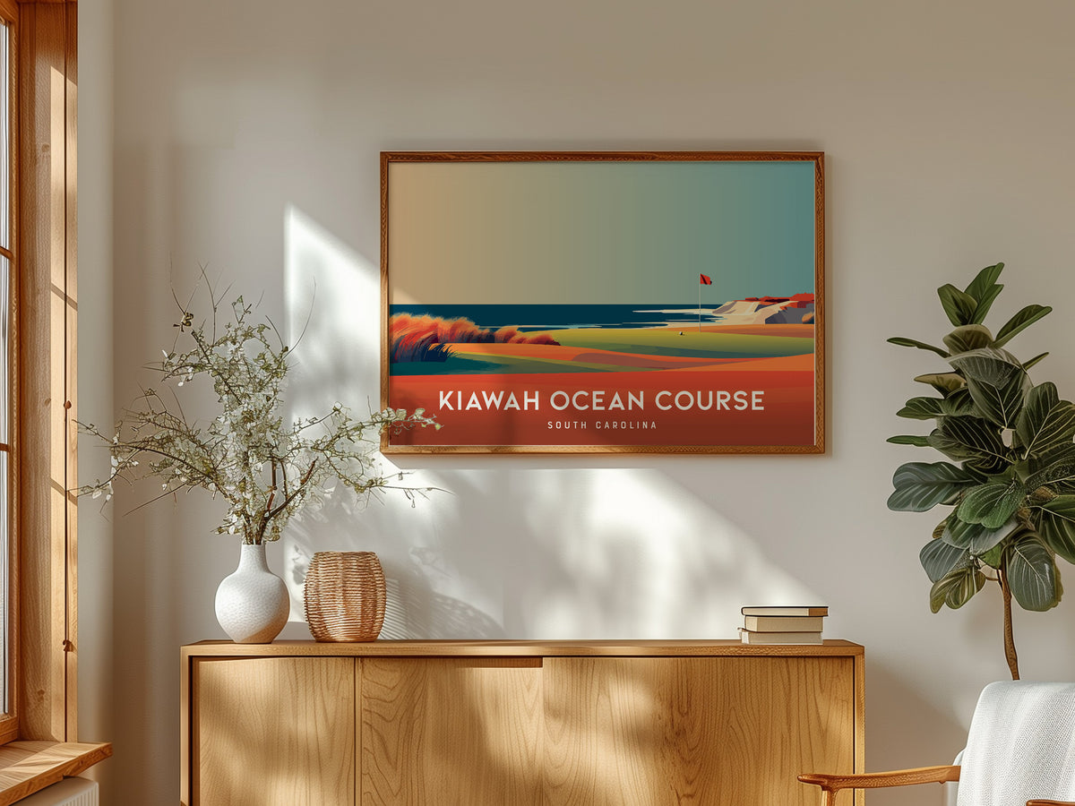 Kiawah Ocean Course Landscape Poster | South Carolina Country Club Decor Wall Art — framed and ready to hang