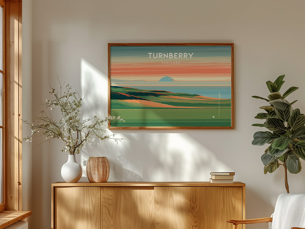Turnberry Landscape Poster | Scotland Golf Wall Art & Framed or Unframed — framed and ready to hang
