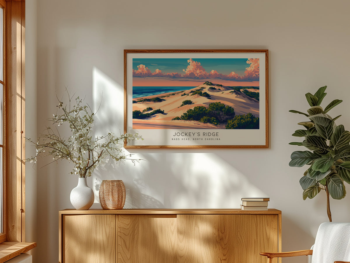 Jockey's Ridge Landscape Matte Border Poster | Nags Head, North Carolina Vacation Wall Art — framed and ready to hang