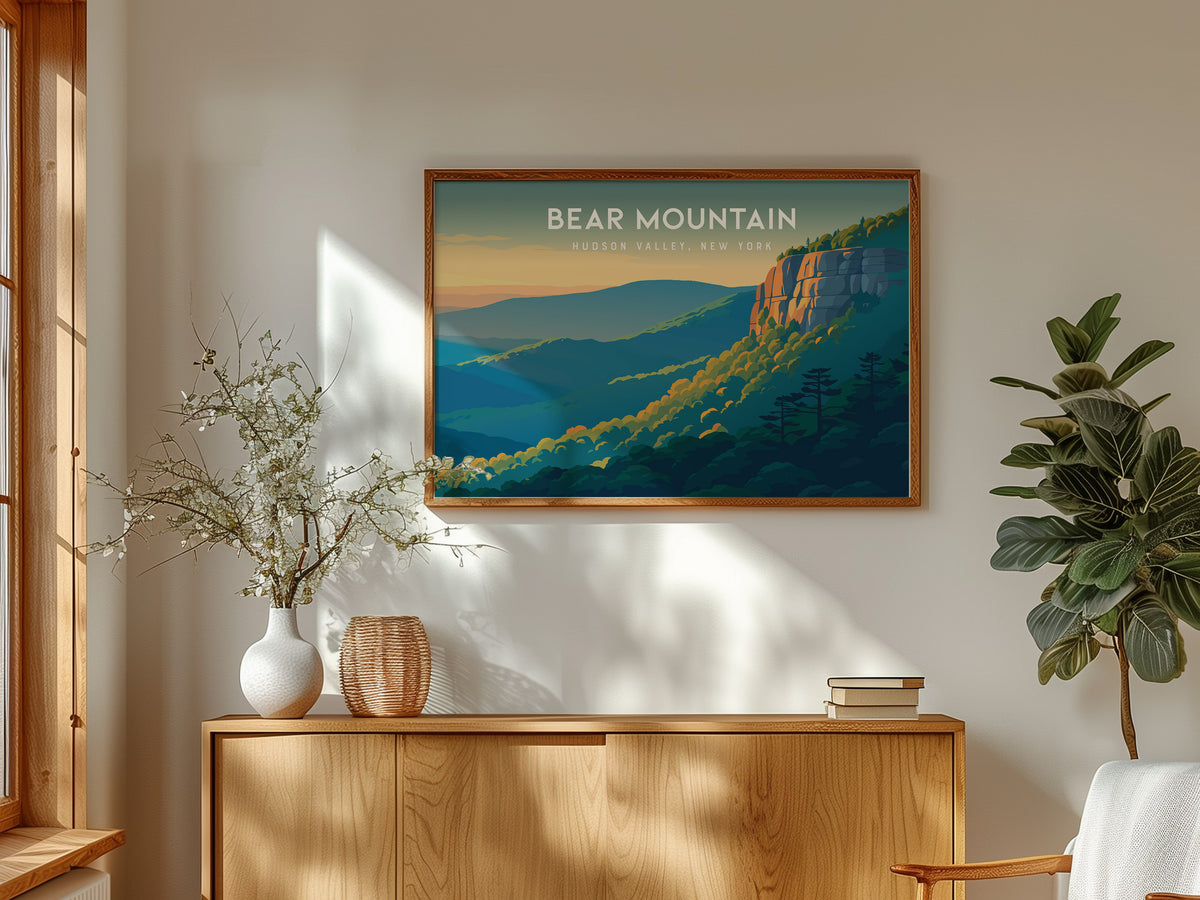 Bear Mountain Landscape Poster | Hudson Valley, New York Vacation Wall Art — framed and ready to hang