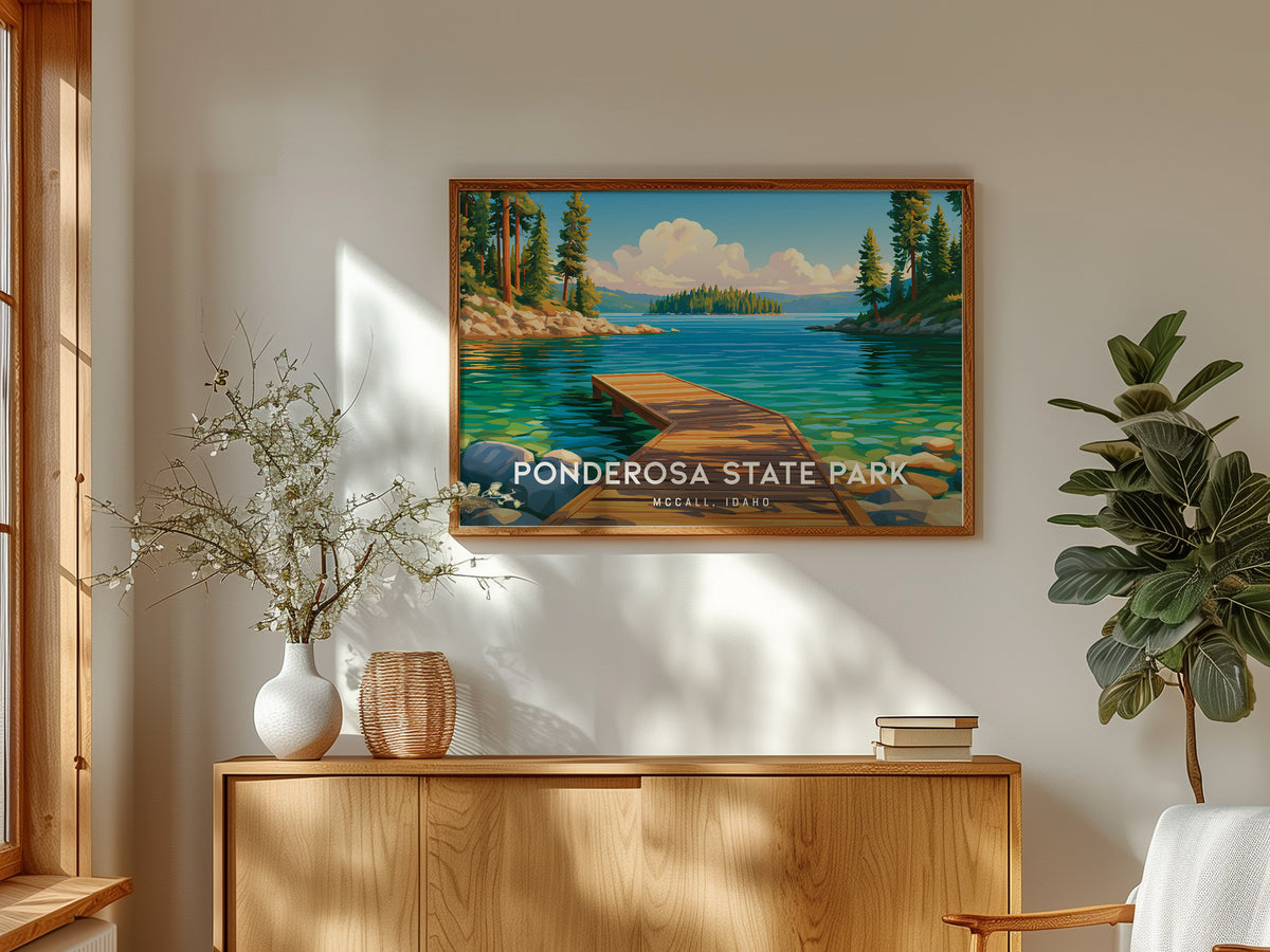 Ponderosa State Park Landscape Poster | McCall, Idaho Vacation Wall Art — framed and ready to hang