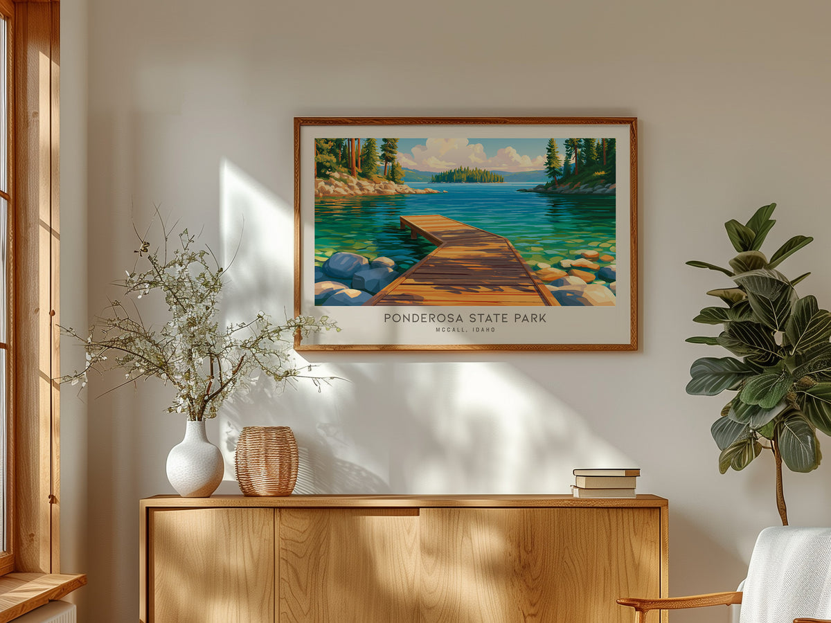 Ponderosa State Park Landscape Matte Border Poster | Mccall, Idaho Travel Gift Wall Art — framed and ready to hang