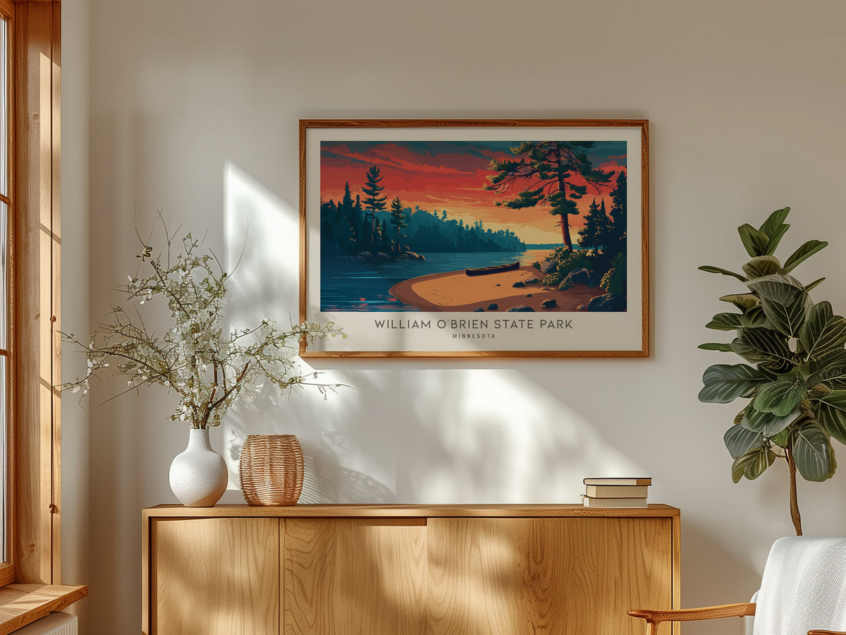 William O'Brien State Park Landscape Matte Border Poster | Minnesota Vacation Wall Art — framed and ready to hang