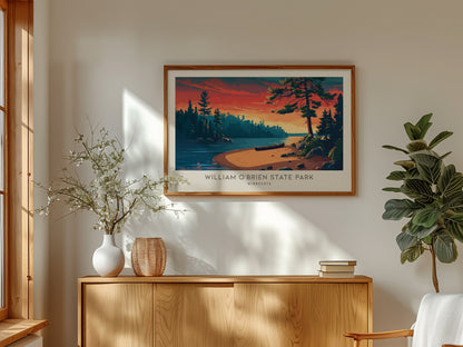 William O'Brien State Park Landscape Matte Border Poster | Minnesota Vacation Wall Art — framed and ready to hang