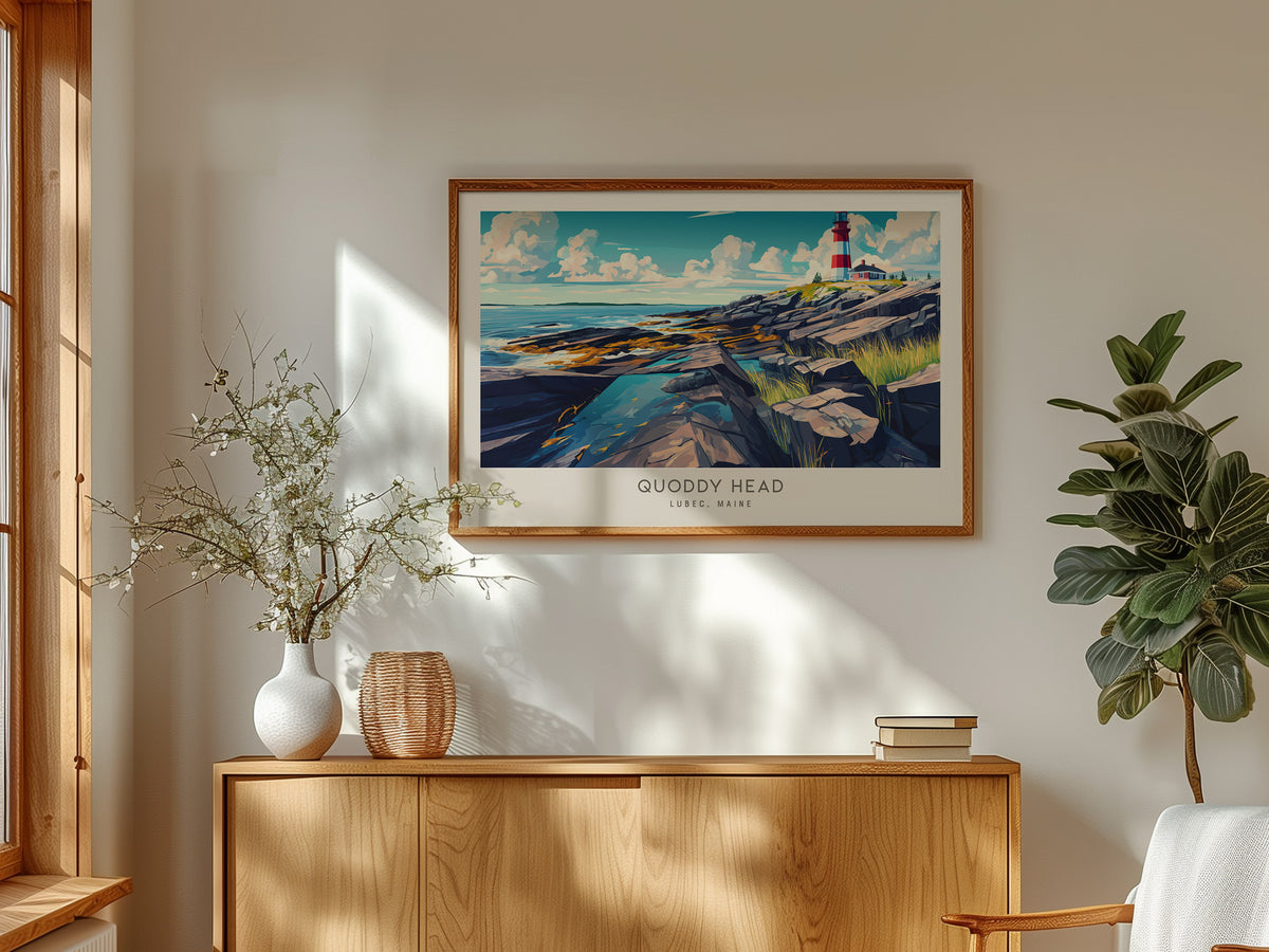 Quoddy Head Landscape Matte Border Poster | Lubec, Maine Destination Print — framed and ready to hang