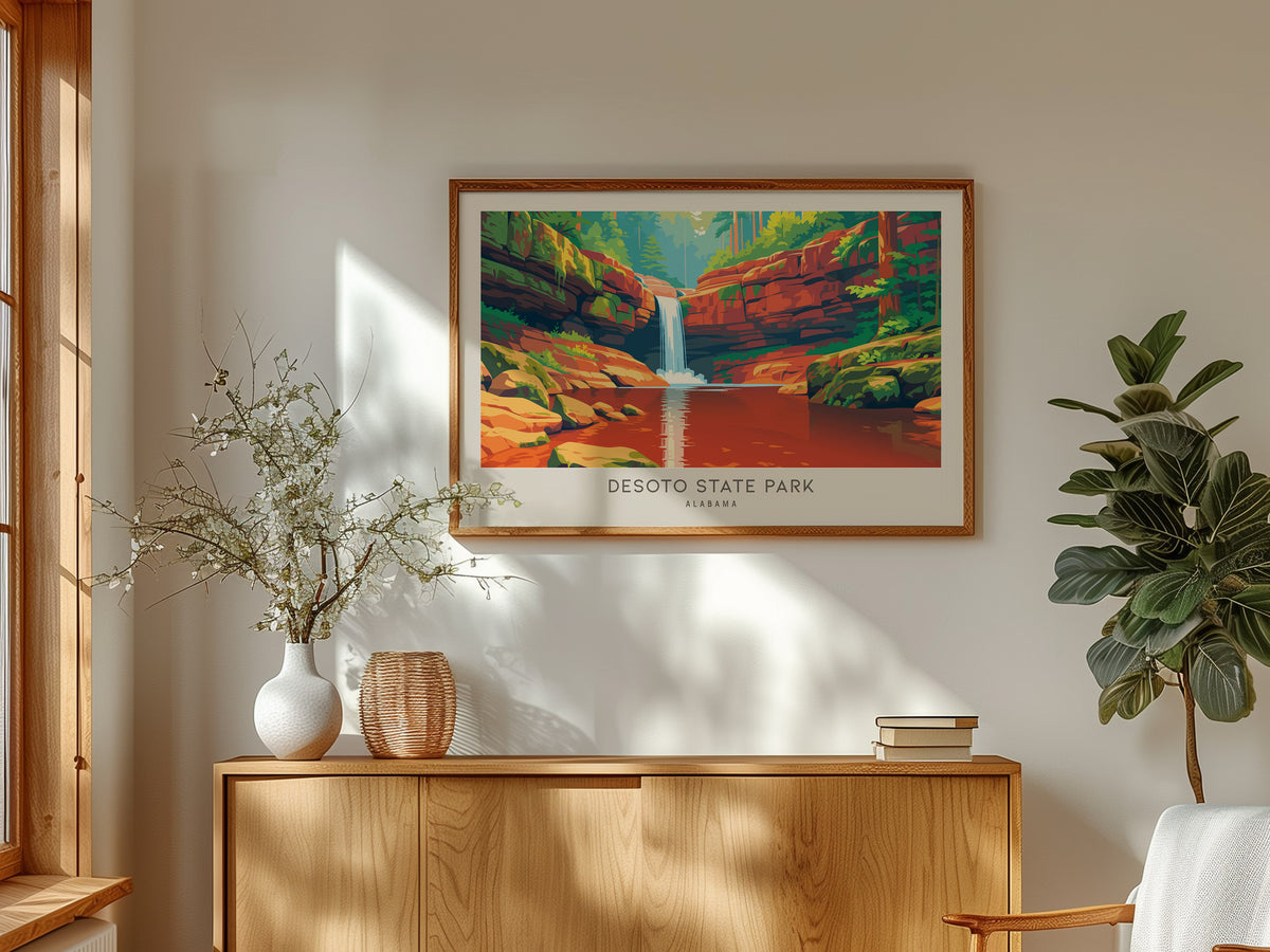 DeSoto State Park Landscape Matte Border Poster | Alabama Travel Gift Framed or Unframed — framed and ready to hang