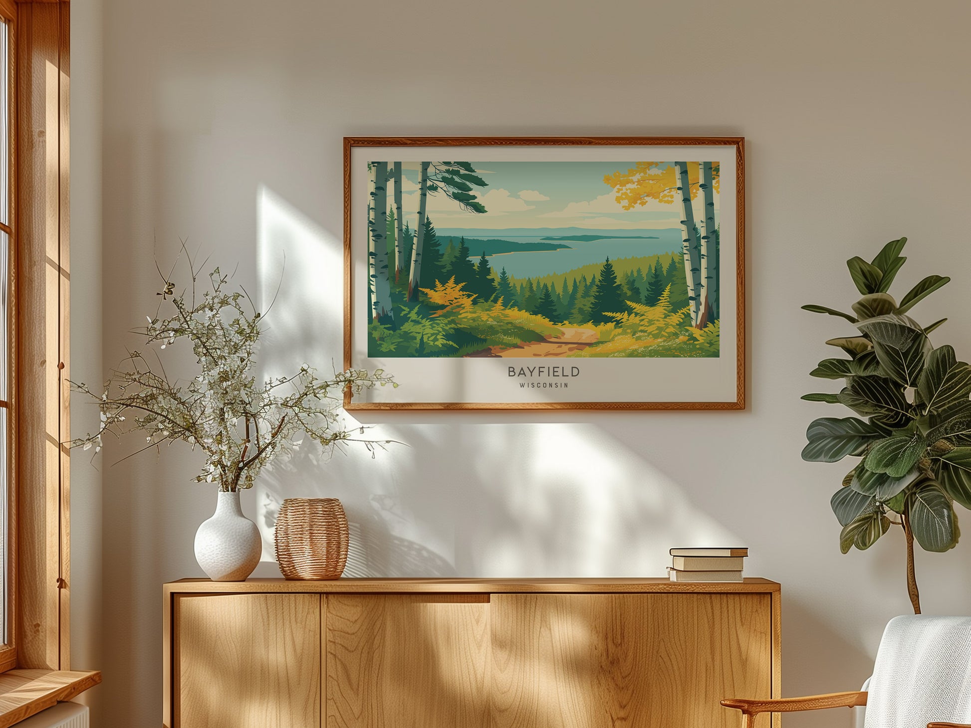 Bayfield Landscape Matte Border Poster | Wisconsin Vacation Wall Art — framed and ready to hang