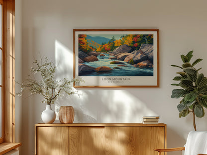 Loon Mountain Landscape Matte Border Poster | New Hampshire Vacation Wall Art — framed and ready to hang