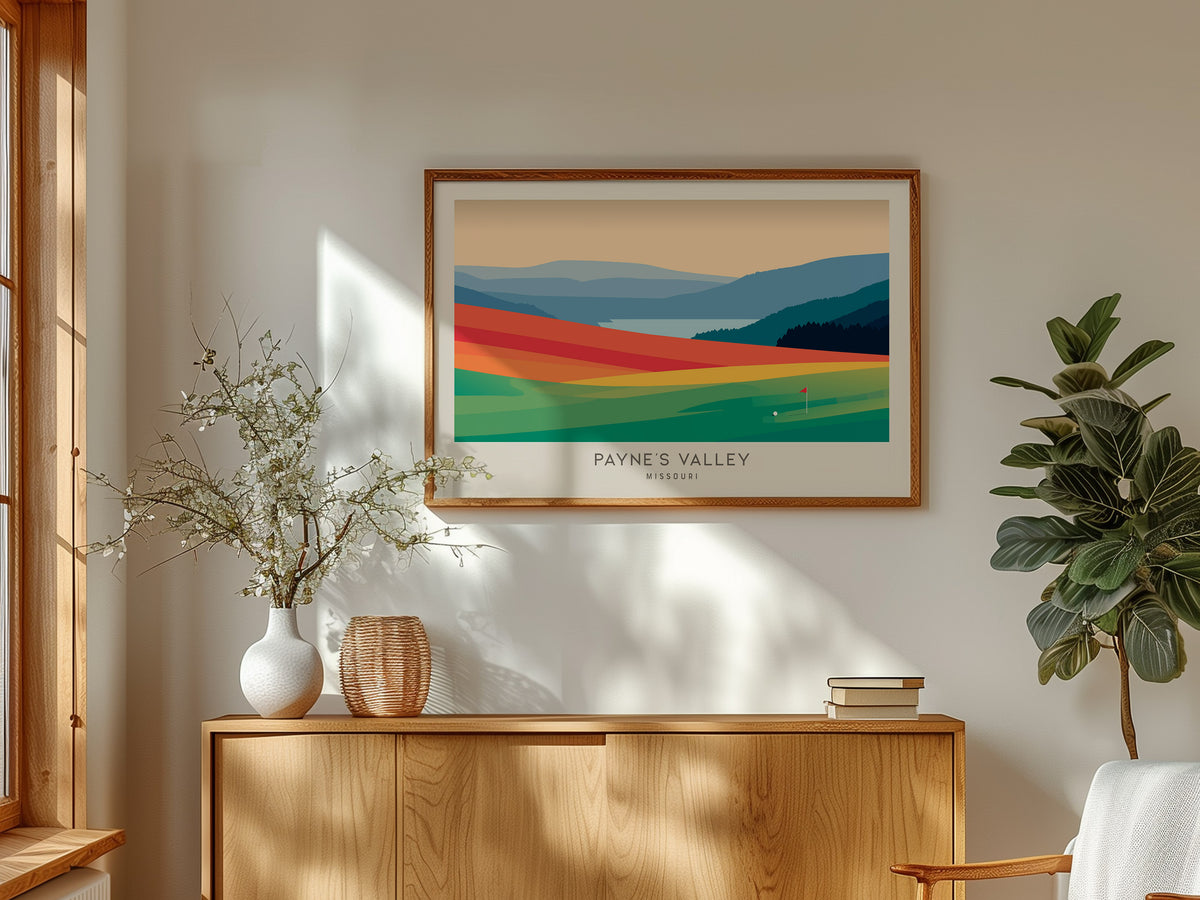 Payne's Valley Landscape Matte Border Poster | Missouri Golf Wall Art & Framed or Unframed — framed and ready to hang