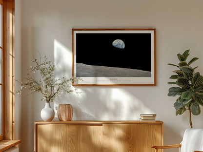 Earthrise Landscape Poster | NASA Apollo 8 Mission Astronomy Print Space Photography Wall Art — framed and ready to hang