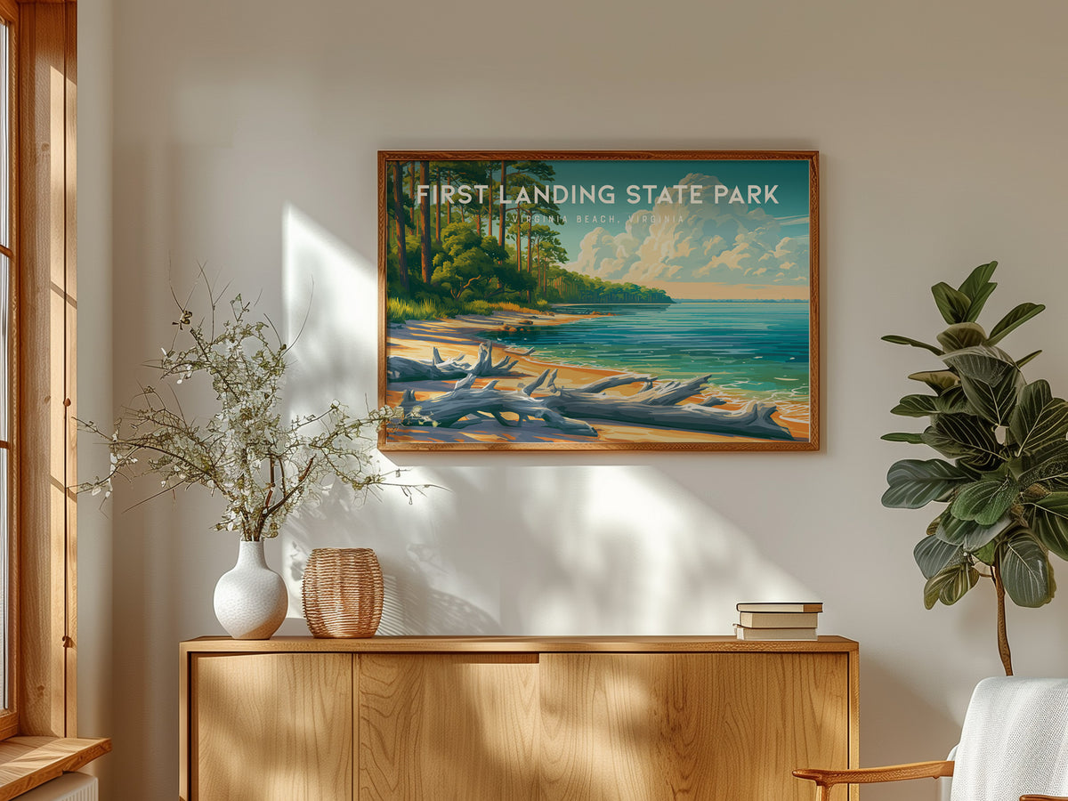 First Landing State Park Landscape Poster | Virginia Beach, Virginia Beach House Decor Wall Art — framed and ready to hang