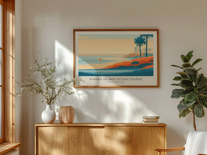 Kiawah Island Ocean Course Landscape Matte Border Poster | South Carolina Golf Course Print & Country Club Decor — framed and