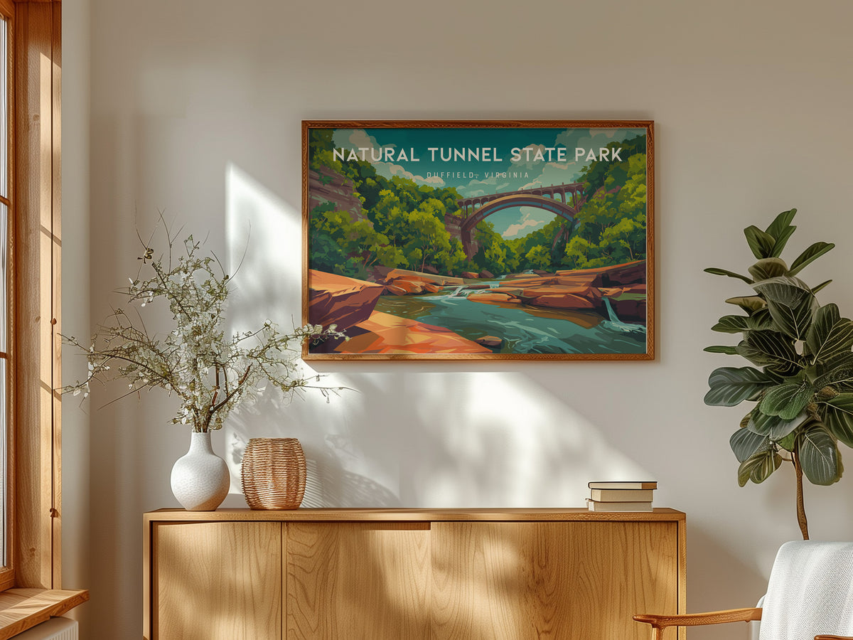 Natural Tunnel State Park Landscape Poster | Duffield, Virginia Scenic Cave Framed or Unframed Wall Art — framed and ready to