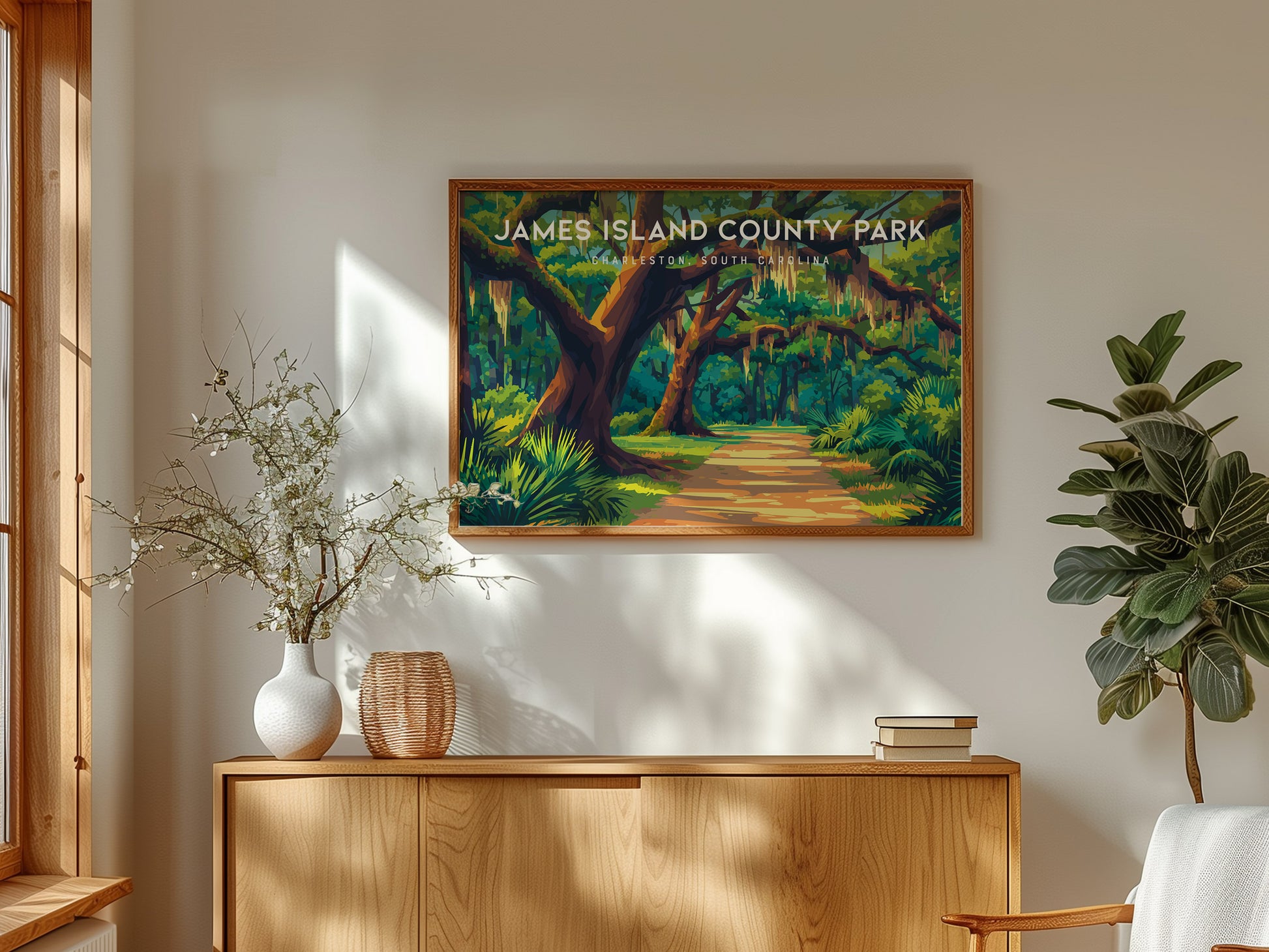 James Island County Park Landscape Poster | Charleston, South Carolina Destination Print Wall Art — framed and ready to hang