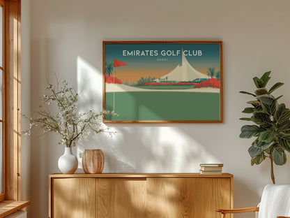 Emirates Golf Club Landscape Poster | Dubai Links Poster & Country Club Decor Wall Art — framed and ready to hang