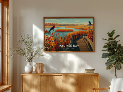 Maumee Bay Landscape Poster | Oregon, Ohio Vacation Wall Art — framed and ready to hang