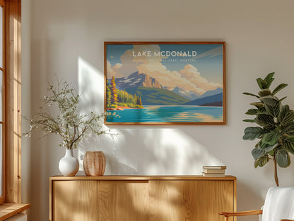 Lake McDonald Landscape Poster | Glacier National Park, Montana Framed or Unframed Wall Art — framed and ready to hang