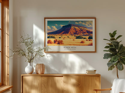 Black Mesa Landscape Matte Border Poster | Kenton, Oklahoma Travel Wall Art — framed and ready to hang
