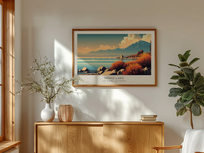 Mono Lake Landscape Matte Border Poster | Lee Vining, California Framed or Unframed Desert Lake Print — framed and ready to h