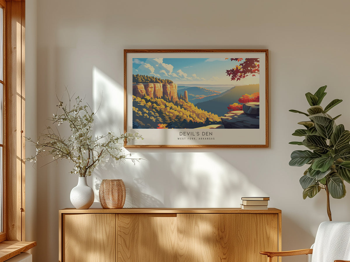 Devil's Den Landscape Matte Border Poster | West Fork, Arkansas Travel Gift Framed or Unframed — framed and ready to hang