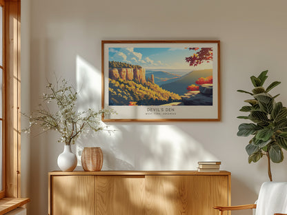 Devil's Den Landscape Matte Border Poster | West Fork, Arkansas Travel Gift Framed or Unframed — framed and ready to hang