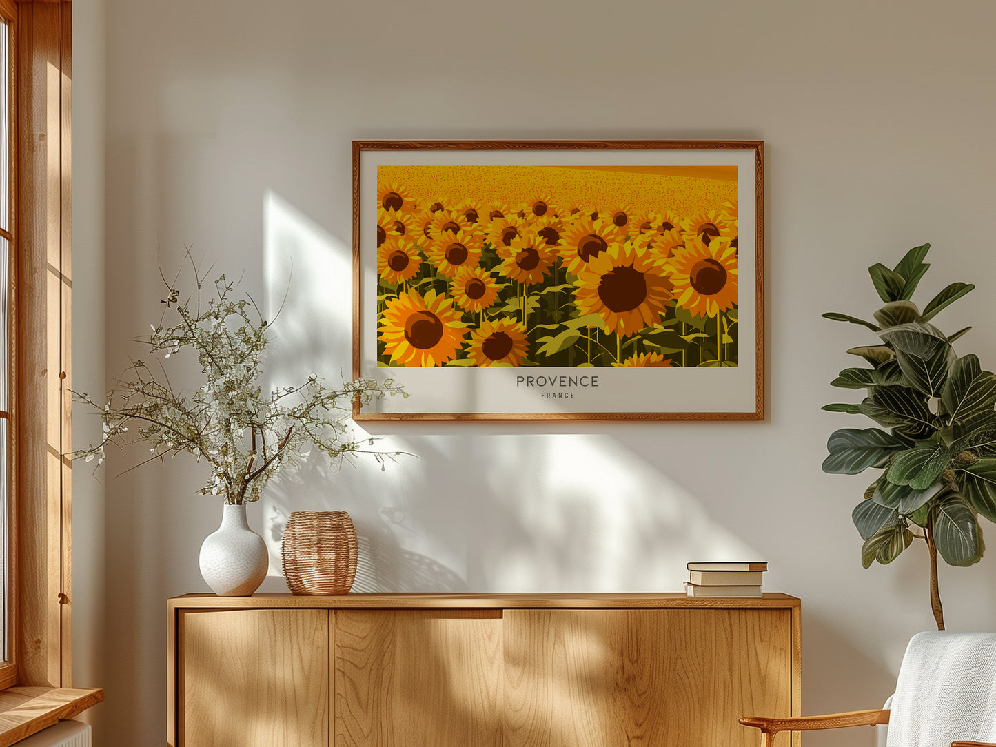 Provence Landscape Matte Border Poster | France Travel Wall Art — framed and ready to hang
