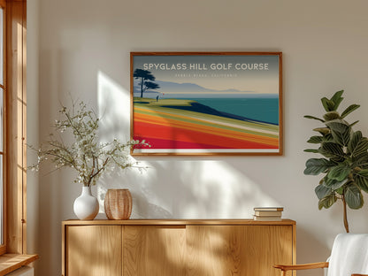 Spyglass Hill Golf Course Landscape Poster | Pebble Beach, California Country Club Decor Wall Art — framed and ready to hang