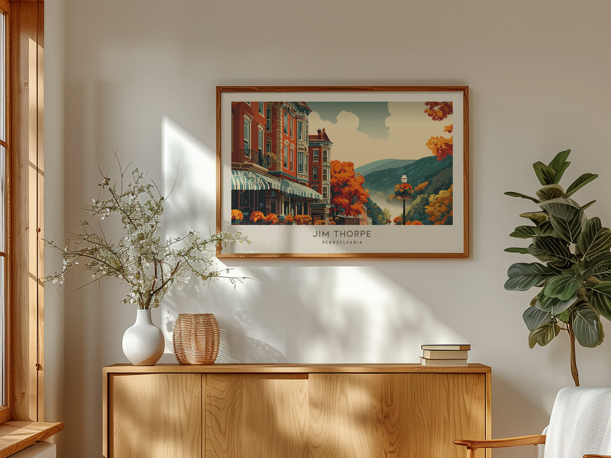 Jim Thorpe Landscape Matte Border Poster | Pennsylvania Travel Wall Art — framed and ready to hang
