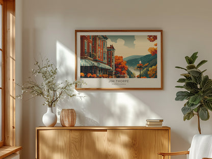 Jim Thorpe Landscape Matte Border Poster | Pennsylvania Travel Wall Art — framed and ready to hang