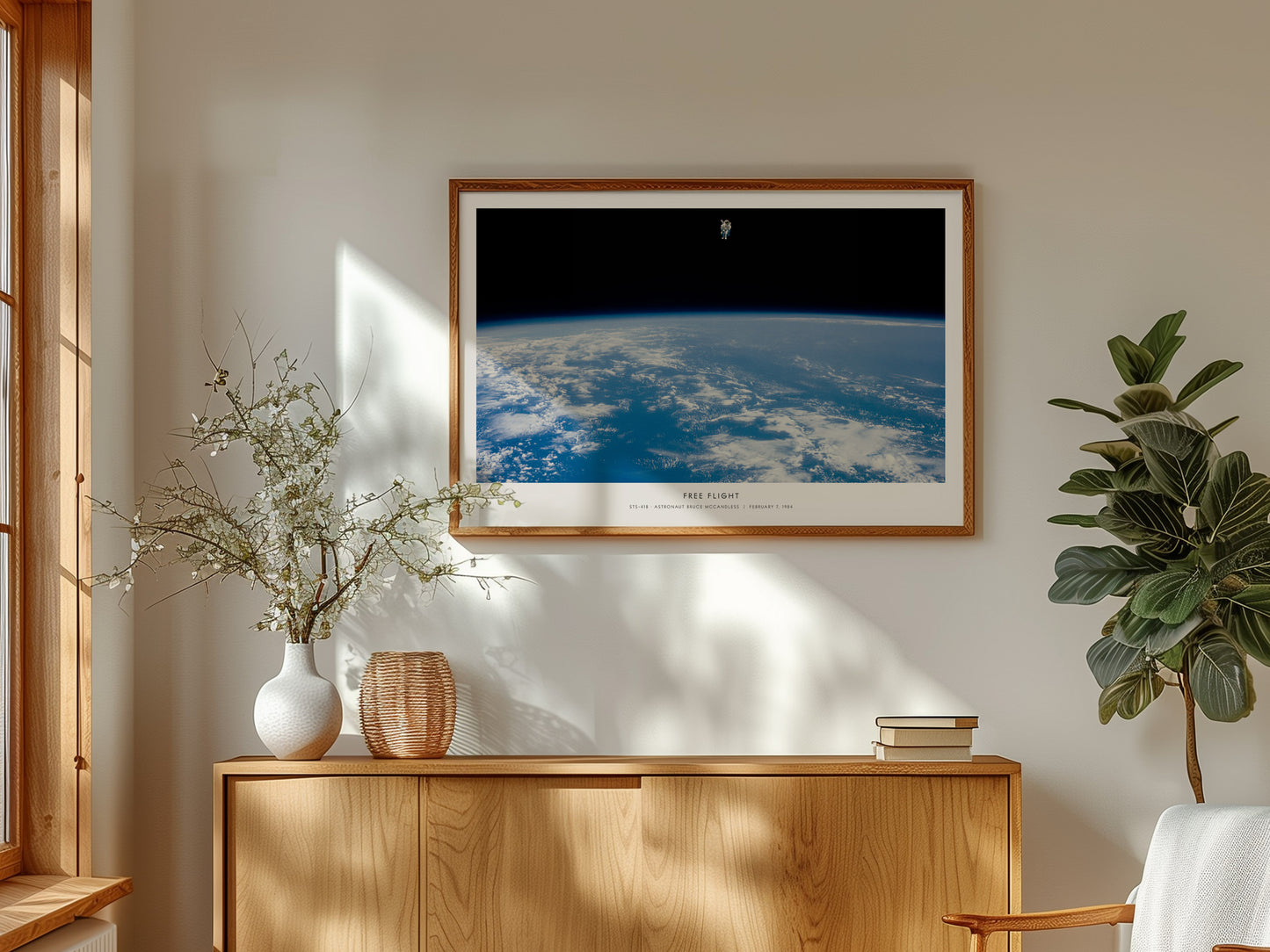 Free Flight Landscape Poster | Sts-41b · Astronaut Bruce Mccandless | STS-41B Astronaut Bruce McCandless NASA Space Photograp