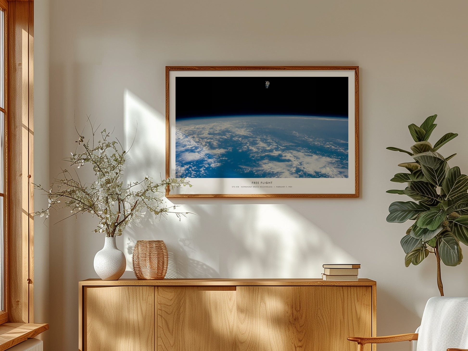 Free Flight Landscape Poster | Sts-41b · Astronaut Bruce Mccandless | STS-41B Astronaut Bruce McCandless NASA Space Photograp