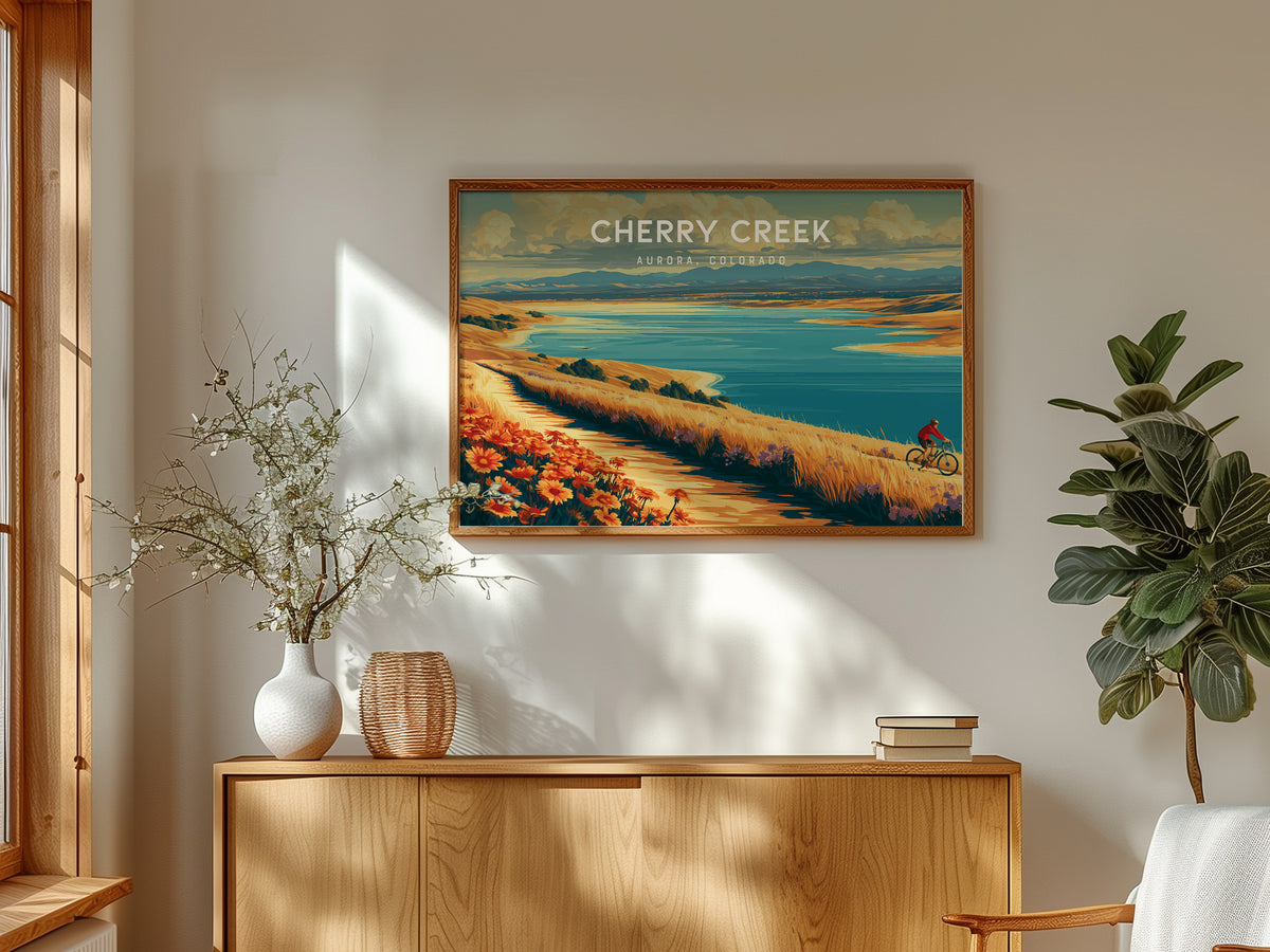 Cherry Creek Landscape Poster | Aurora, Colorado Vacation Wall Art — framed and ready to hang