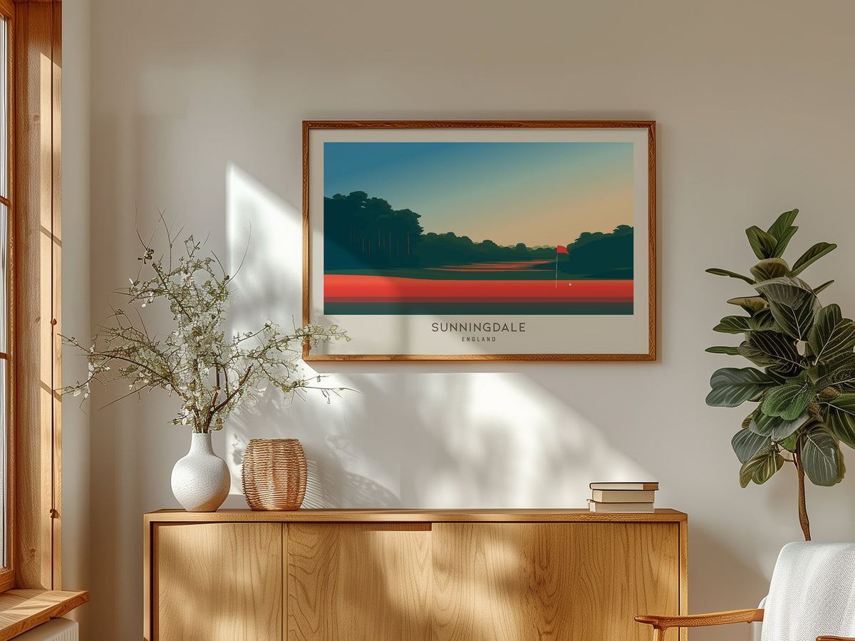 Sunningdale Landscape Matte Border Poster | England Travel Wall Art — framed and ready to hang