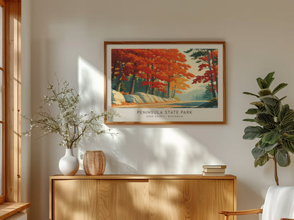 Peninsula State Park Landscape Matte Border Poster | Door County, Wisconsin Vacation Wall Art — framed and ready to hang