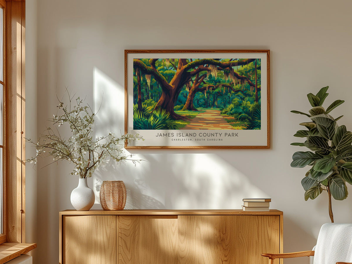 James Island County Park Landscape Matte Border Poster | Charleston, South Carolina Travel Wall Art — framed and ready to han