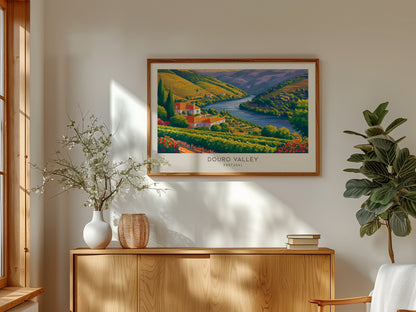 Douro Valley Landscape Matte Border Poster | Portugal Travel Wall Art — framed and ready to hang