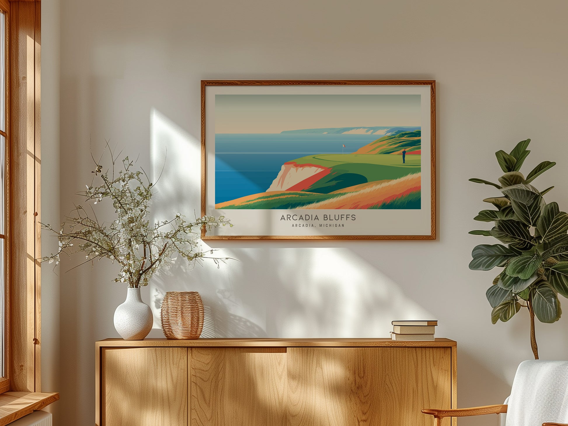 Arcadia Bluffs Landscape Matte Border Poster | Golf Wall Art Arcadia, Michigan Framed or Unframed — framed and ready to hang