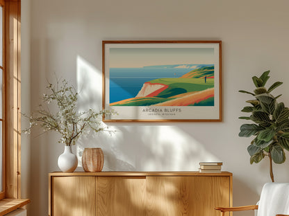 Arcadia Bluffs Landscape Matte Border Poster | Golf Wall Art Arcadia, Michigan Framed or Unframed — framed and ready to hang