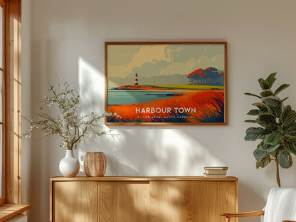 Harbour Town Golf Links Landscape, Hilton Head, South Carolina Poster | Country Club Decor & Links Wall Art — framed and read