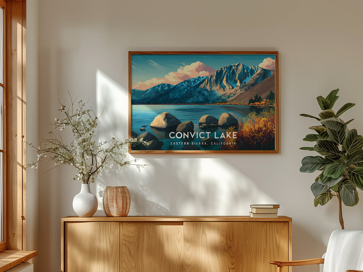 Convict Lake Landscape, Eastern Sierra, California Poster | Framed or Unframed Alpine Art Print — framed and ready to hang